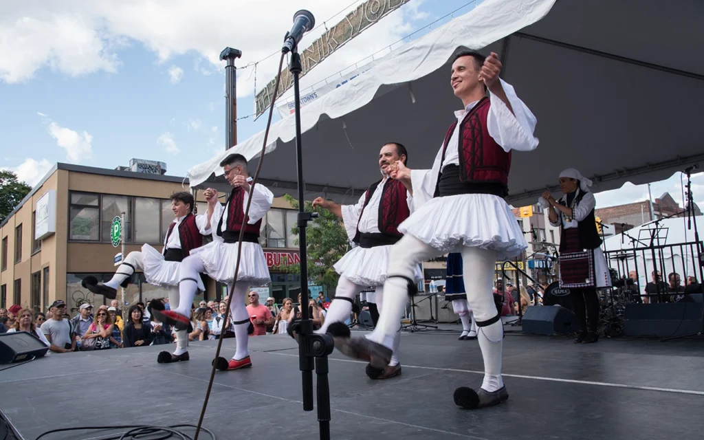 Greek dancers dancing on the stage